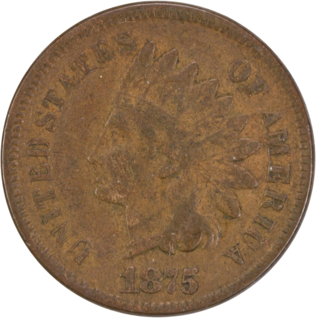 1875 Indian Head Cent VF Uncertified Philadelphia Mint: 1875 Indian Head Cent VF Uncertified Philadelphia Mint This 1875 Indian Cent is a remarkable piece of American numismatic history. Struck at the Philadelphia Mint, this small cent features the iconic 