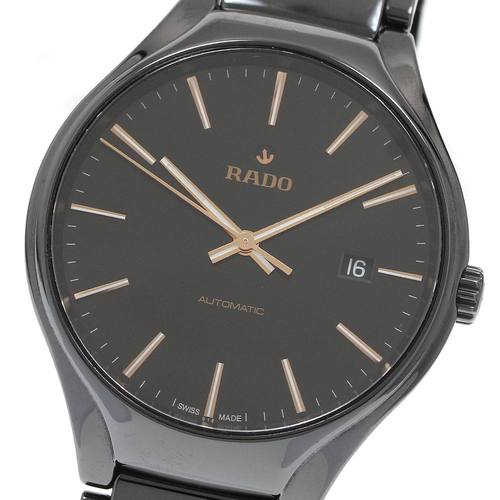 RADO Florence Date Automatic Ceramic Men's Wristwatch 763.0056.3: RADO Florence Date Automatic Ceramic Men's Wristwatch 763.0056.3 This RADO Florence Date men's wristwatch features a black dial and is crafted with a ceramic case and a ceramic/stainless steel band. T