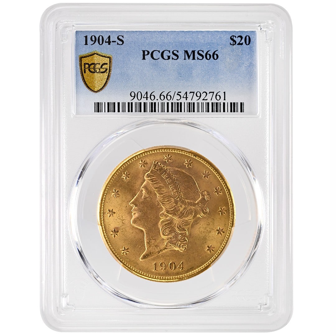 PCGS MS66 1904-S Liberty Head $20 Gold Coin (1 of 2)
