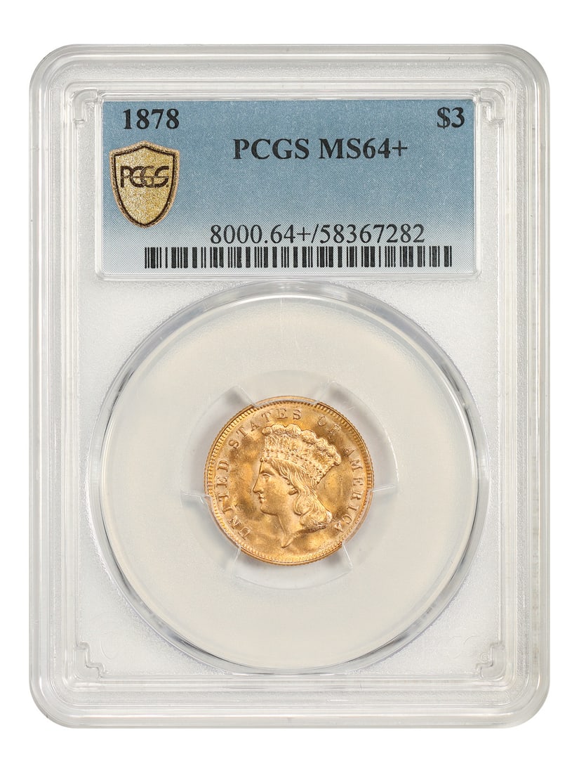 1878 Philadelphia $3 Gold PCGS MS64 Plus (1 of 5)