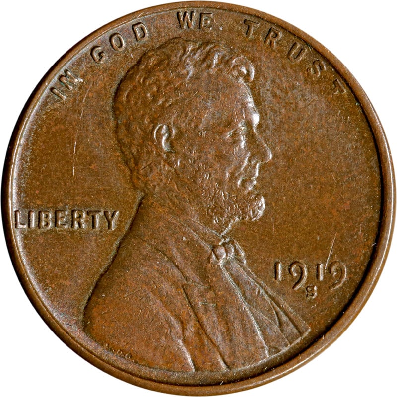San Francisco Mint 1919-S Copper Lincoln Cent Circulated US Coin (1 of 2)