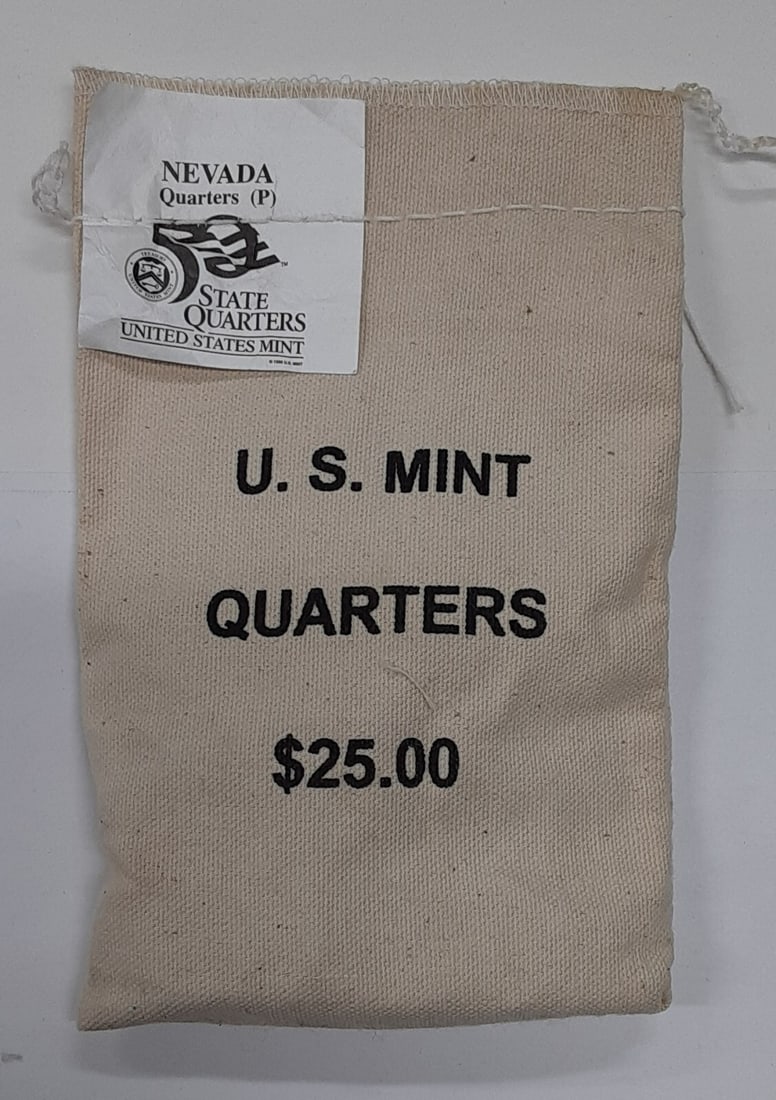 100-Coin U.S. Mint Bag 2006-P Nevada Quarters $25 Face Value (1 of 2)