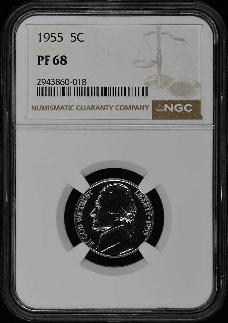 1955 Jefferson Nickel NGC PR68 Proof Uncirculated: 1955 Jefferson Nickel NGC PR68 Proof Uncirculated This 1955 Jefferson Nickel is a remarkable collectible coin certified by NGC with a pristine PR68 grade. It features the classic design of the Jeffers