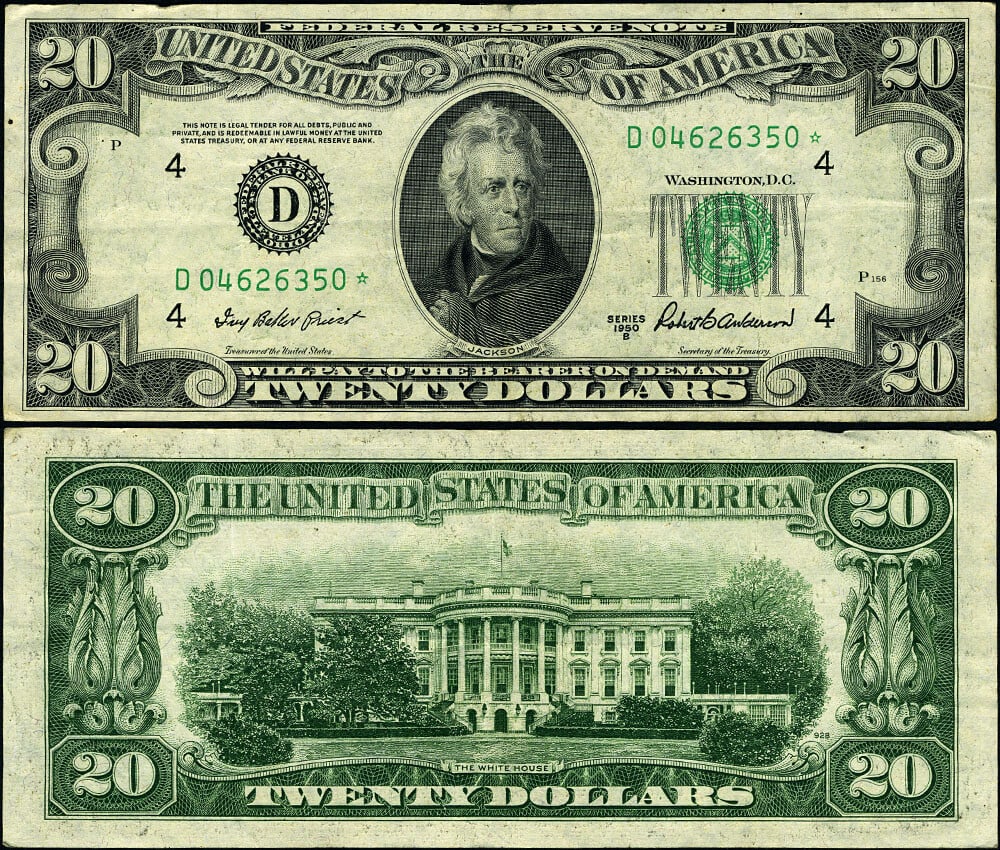 1950-B $20 Cleveland Federal Reserve Note Star D-* Block FR 2061 VF (1 of 3)