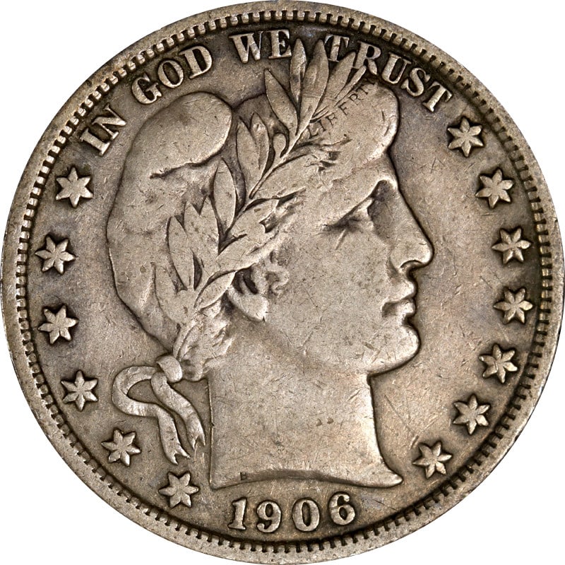 1906 P Barber silver half dollar (1 of 2)