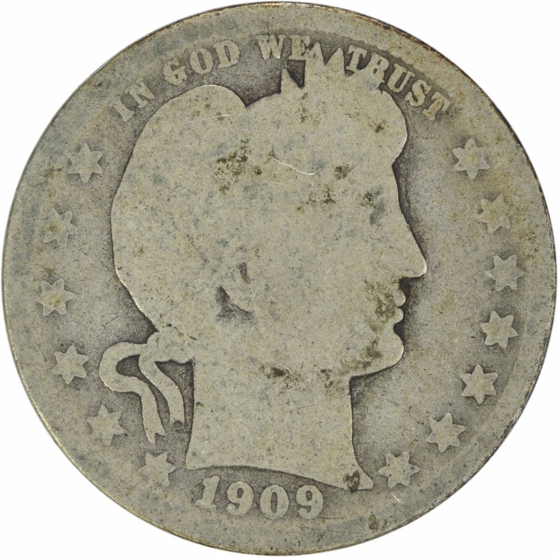 1909-O Barber Silver Quarter 25C Uncertified 90% Silver: 1909-O Barber Silver Quarter 25C Uncertified 90% Silver This 1909-O Barber Silver Quarter is a remarkable piece from the United States, showcasing the artistry of designer Charles E. Barber. It is mad