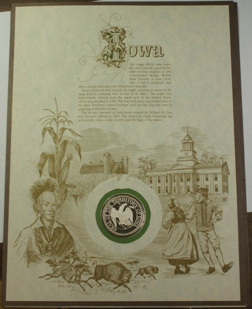 Iowa State Seal Sterling Silver Medal from Franklin Mint Collection (1 of 1)