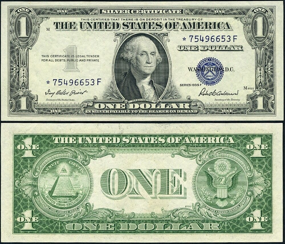 1935-F Silver Certificate Star Note FR 1615 1 Dollar Gem CU+ (1 of 3)
