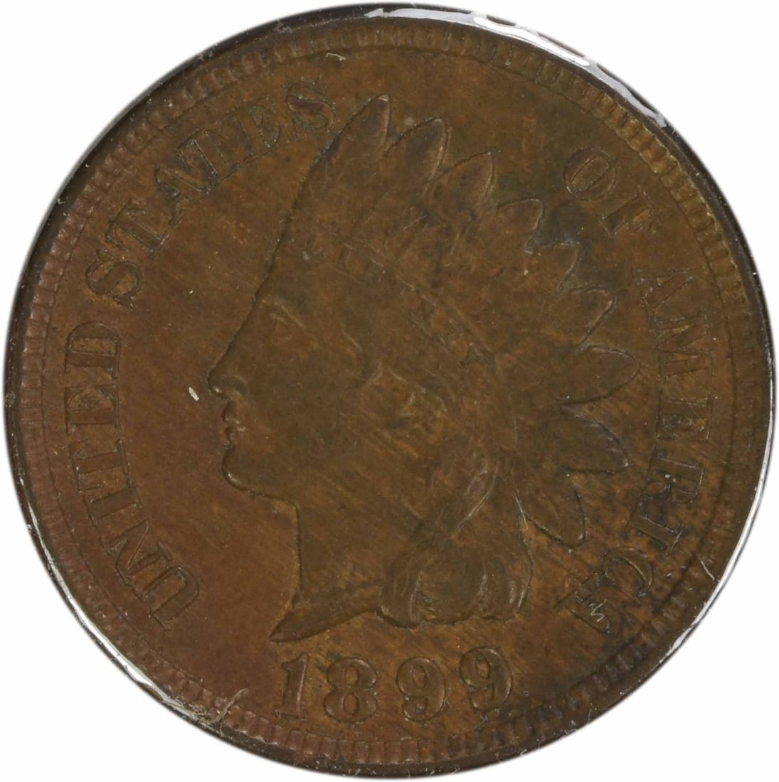 1899 Indian Head Copper Small Cent AU Uncertified: 1899 Indian Head Copper Small Cent AU Uncertified This 1899 Indian Head Cent is a circulated coin from the United States, composed of copper. It is graded as About Uncirculated (AU) and features the c