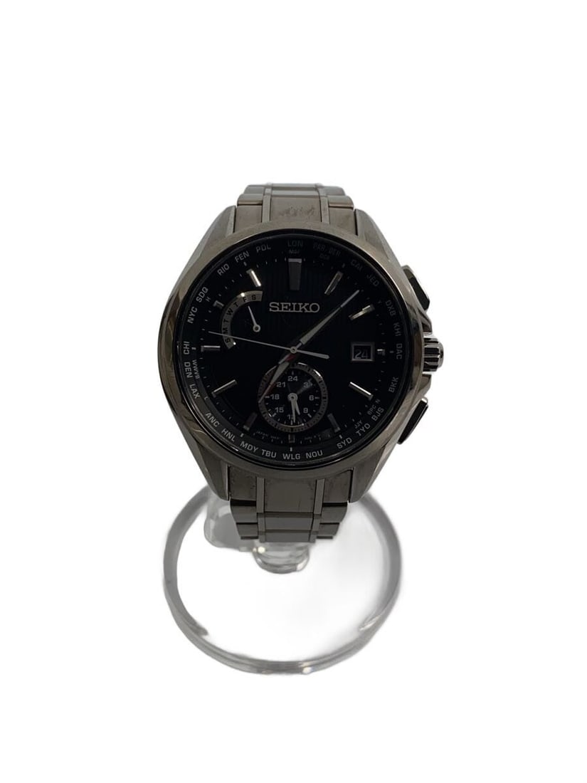 Seiko Brightz Black Stainless Steel Wristwatch 8B63-0AV0: Seiko Brightz Black Stainless Steel Wristwatch 8B63-0AV0 This Seiko Brightz 8B63-0AV0 men's wristwatch features a black dial and a stainless steel case and band. The watch is pre-owned and shows sligh
