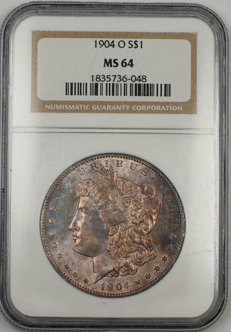 NGC MS-64 1904-O Morgan Silver Dollar New Orleans Mint Toned $1 Coin (1 of 2)