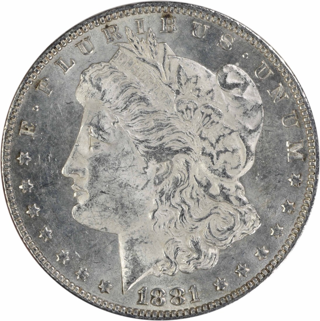 1881 Philadelphia Morgan Dollar 90 Silver AU Uncertified: 1881 Philadelphia Morgan Dollar 90 Silver AU Uncertified This 1881 Morgan Silver Dollar is an attractive example of this classic U.S. coin. Struck at the Philadelphia Mint and designed by George T. Mo