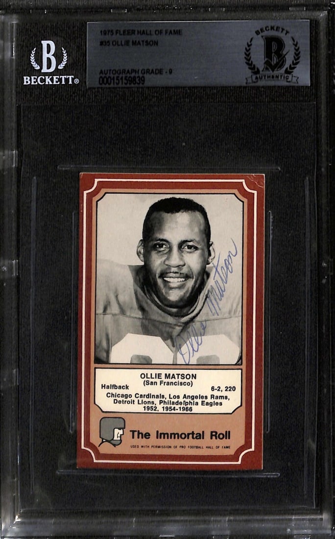 Ollie Matson Signed 1975 Fleer Immortal Roll Football Card Beckett Authenticated (1 of 1)