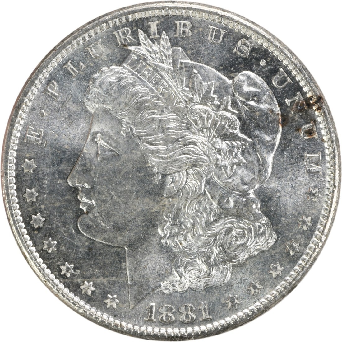 Uncirculated 1881 San Francisco Morgan Silver Dollar Brilliant Uncertified BU: Uncirculated 1881 San Francisco Morgan Silver Dollar Brilliant Uncertified BU This is an 1881-S Morgan Silver Dollar from the United States, featuring a bright uncirculated (BU) condition. The coin is