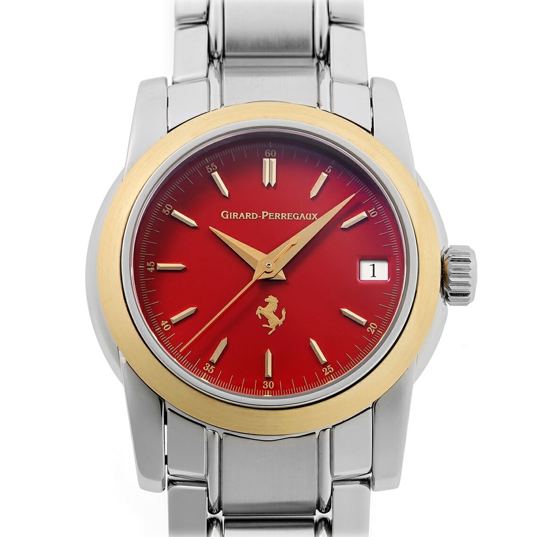 Girard Perregaux Ferrari F300 35mm Automatic Wristwatch: Girard Perregaux Ferrari F300 35mm Automatic Wristwatch This Girard-Perregaux Ferrari F300 Ref.8025 is a post-vintage unisex wristwatch from the 1990s, featuring a striking red dial inspired by the Fe
