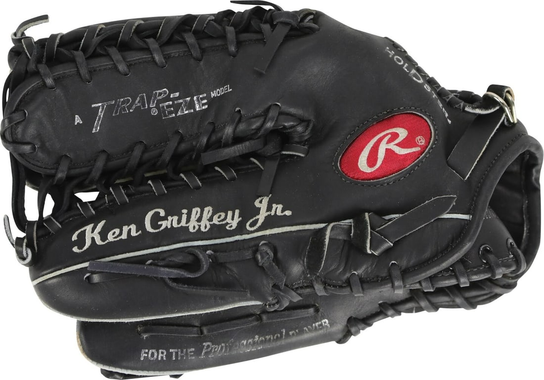 Ken Griffey Jr 2001 Game Used Rawlings Pro TB Glove PSA DNA COA: Ken Griffey Jr 2001 Game Used Rawlings Pro TB Glove PSA DNA COA This is a remarkable Ken Griffey Jr. 2001 game-used Rawlings baseball glove, authenticated with a PSA DNA Certificate of Authenticity. T