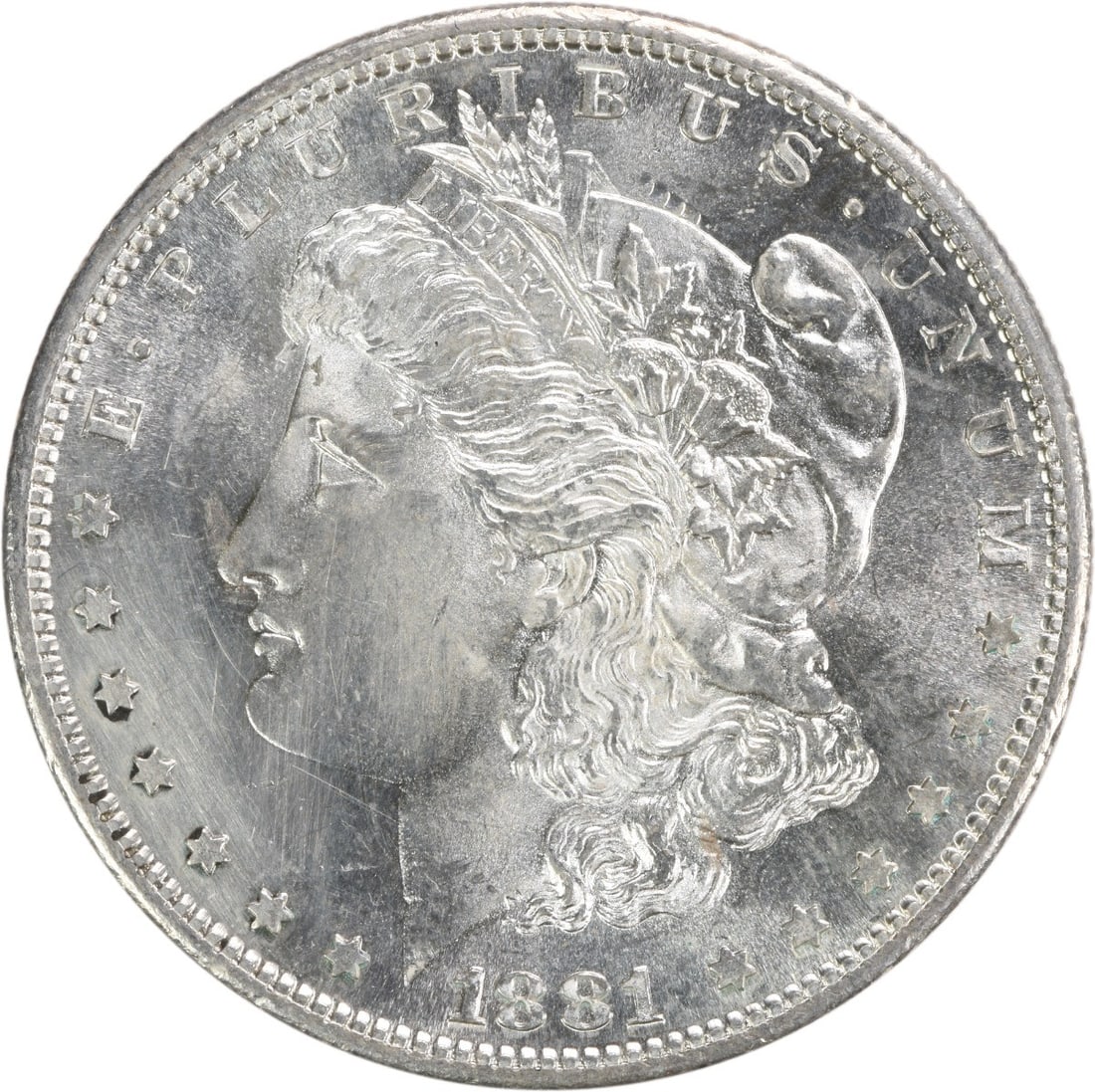 Uncirculated 1881 S Morgan Dollar Silver Choice BU Uncertified: Uncirculated 1881 S Morgan Dollar Silver Choice BU Uncertified This 1881-S Morgan Silver Dollar is an uncirculated coin graded as Choice Brilliant Uncirculated (BU). Struck at the San Francisco Mint, 