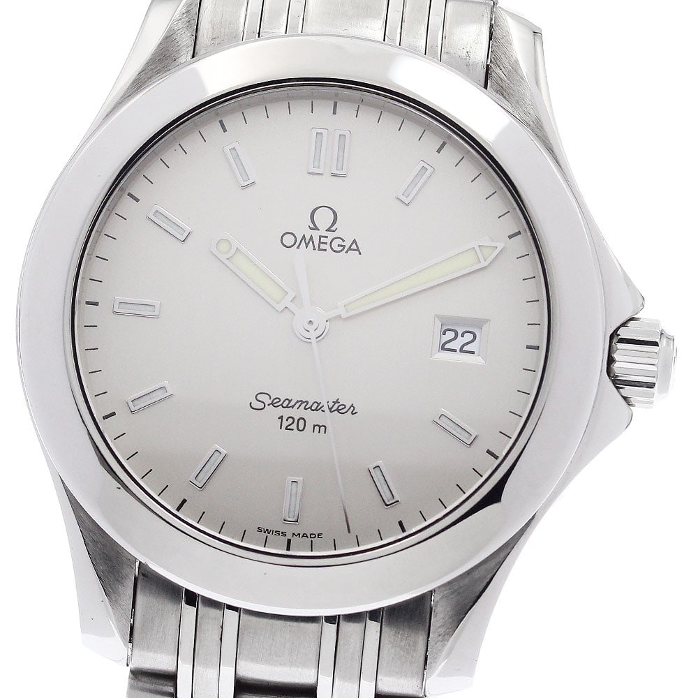 OMEGA Seamaster 120 Quartz Date Stainless Steel Men's Watch 2511.33: OMEGA Seamaster 120 Quartz Date Stainless Steel Men's Watch 2511.33 This Omega Seamaster 120 Date Quartz wristwatch for men features a stainless steel case and bracelet with a classic silver dial. The