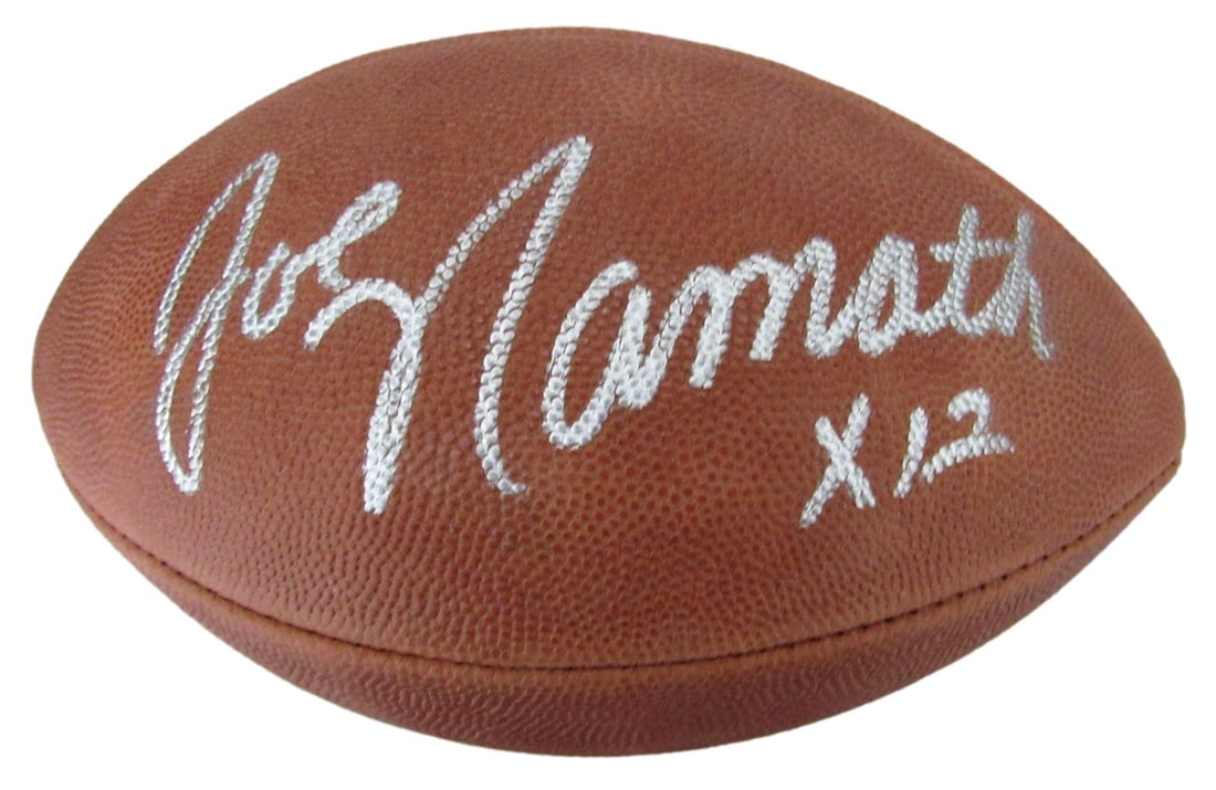Wilson NFL 75 Leather Football Signed by Joe Namath HOF JSA Certified: Wilson NFL 75 Leather Football Signed by Joe Namath HOF JSA Certified This is an original Wilson NFL 75 leather football signed by Hall of Famer Joe Namath. The football features the New York Jets and