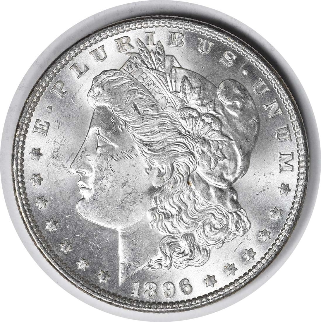 1896 Morgan Dollar VAM 19 Silver Choice BU Uncirculated Uncertified Coin: 1896 Morgan Dollar VAM 19 Silver Choice BU Uncirculated Uncertified Coin This 1896 Morgan Silver Dollar features the VAM 19 variety and is in choice brilliant uncirculated condition. Struck in silver 