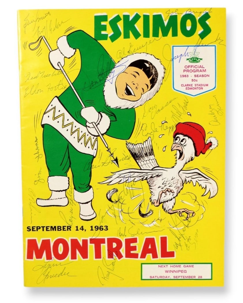 1963 Edmonton Eskimos Autographed Game Program 22 Signatures JSA (1 of 6)