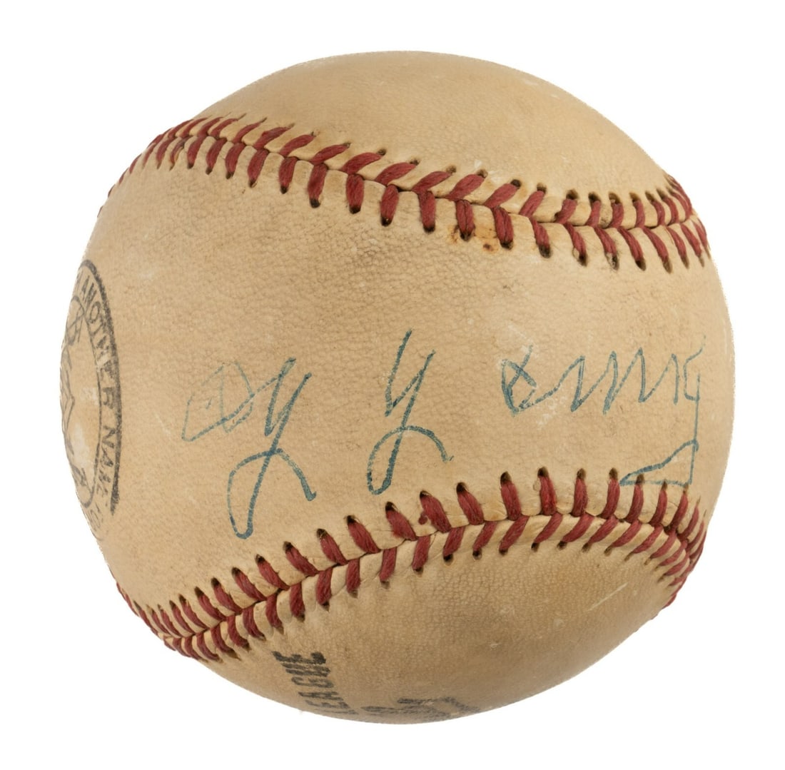 Rare Cy Young Signed Autographed Baseball with JSA COA: Rare Cy Young Signed Autographed Baseball with JSA COA This remarkable baseball is a single-signed piece by Hall of Fame pitcher Cy Young, renowned for being baseball's all-time leader in wins with 51