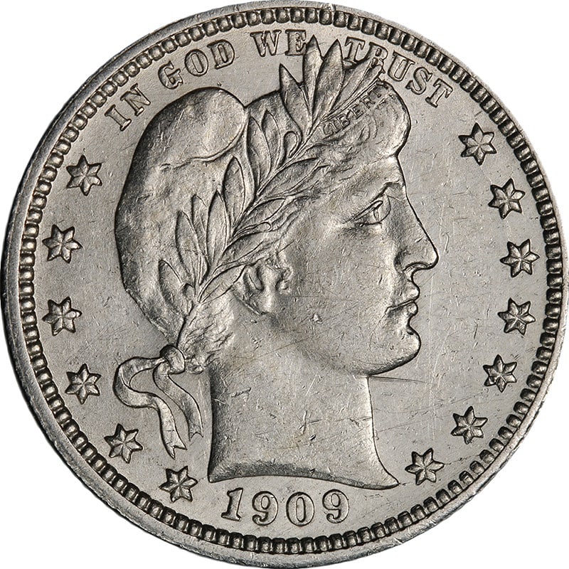 1909 P Silver Barber Quarter Choice AU BU (1 of 2)