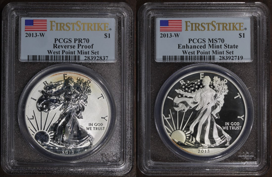 2013 W PCGS American Silver Eagle Reverse Proof Set MS70 PR70 (1 of 2)