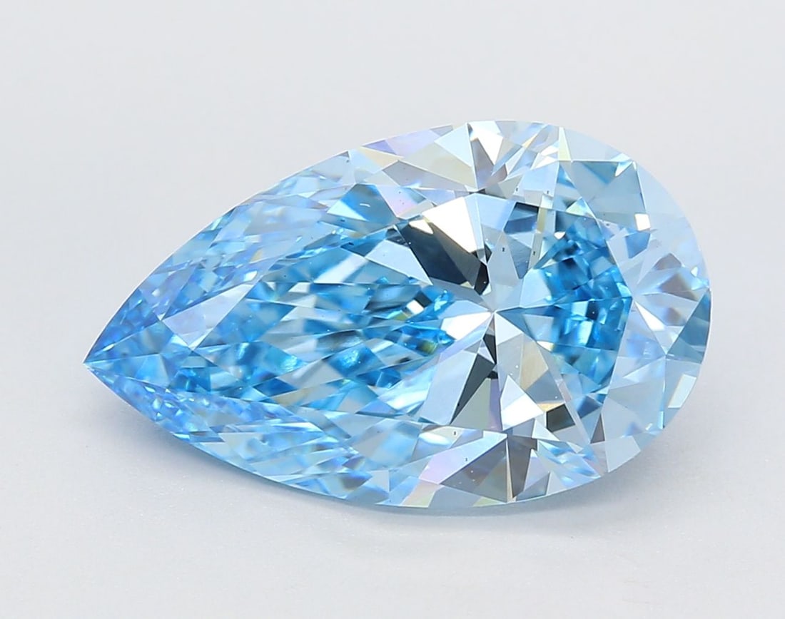 Loose Diamond - PEAR 5.24ct Fancy Blue VS1: Loose Diamond - PEAR 5.24ct Fancy Blue VS1 Source: This is a real non-mined Diamond that has been grown in a lab Shape: PEAR Carats: 5.24 Color: Fancy Blue Certification: IGI Video:
