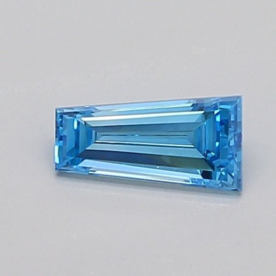 Loose Diamond - TAPERED BAGUETTE 0.33ct Fancy Vivid Blue VS1: Loose Diamond - TAPERED BAGUETTE 0.33ct Fancy Vivid Blue VS1 Source: This is a real non-mined Diamond that has been grown in a lab Shape: TAPERED BAGUETTE Carats: 0.33 Color: Fancy Vivid Blue Certific