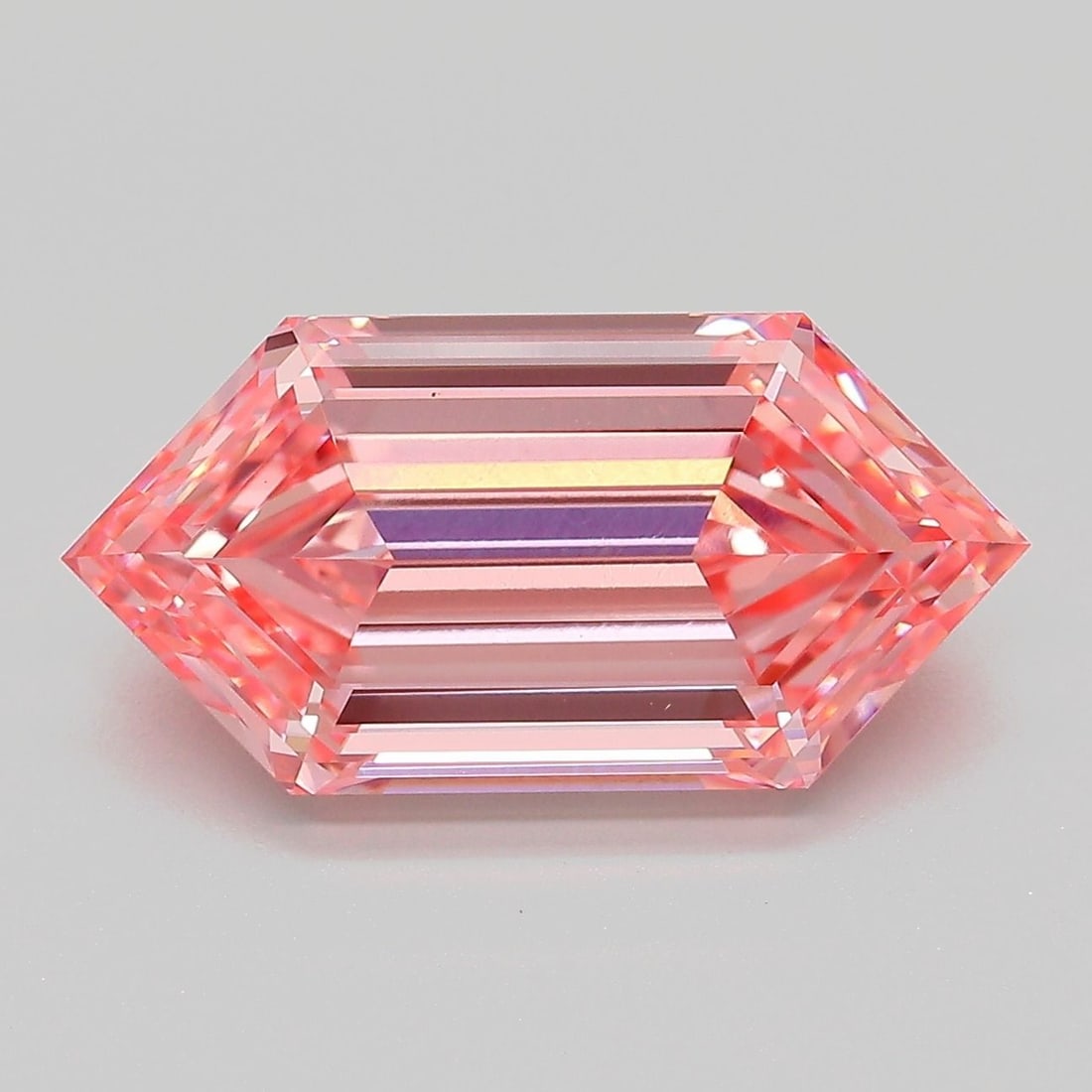 Loose Diamond - HEXAGONAL 5.12ct Fancy Vivid Pink VS1: Loose Diamond - HEXAGONAL 5.12ct Fancy Vivid Pink VS1 Source: This is a real non-mined Diamond that has been grown in a lab Shape: HEXAGONAL Carats: 5.12 Color: Fancy Vivid Pink Certification: IGI Vid