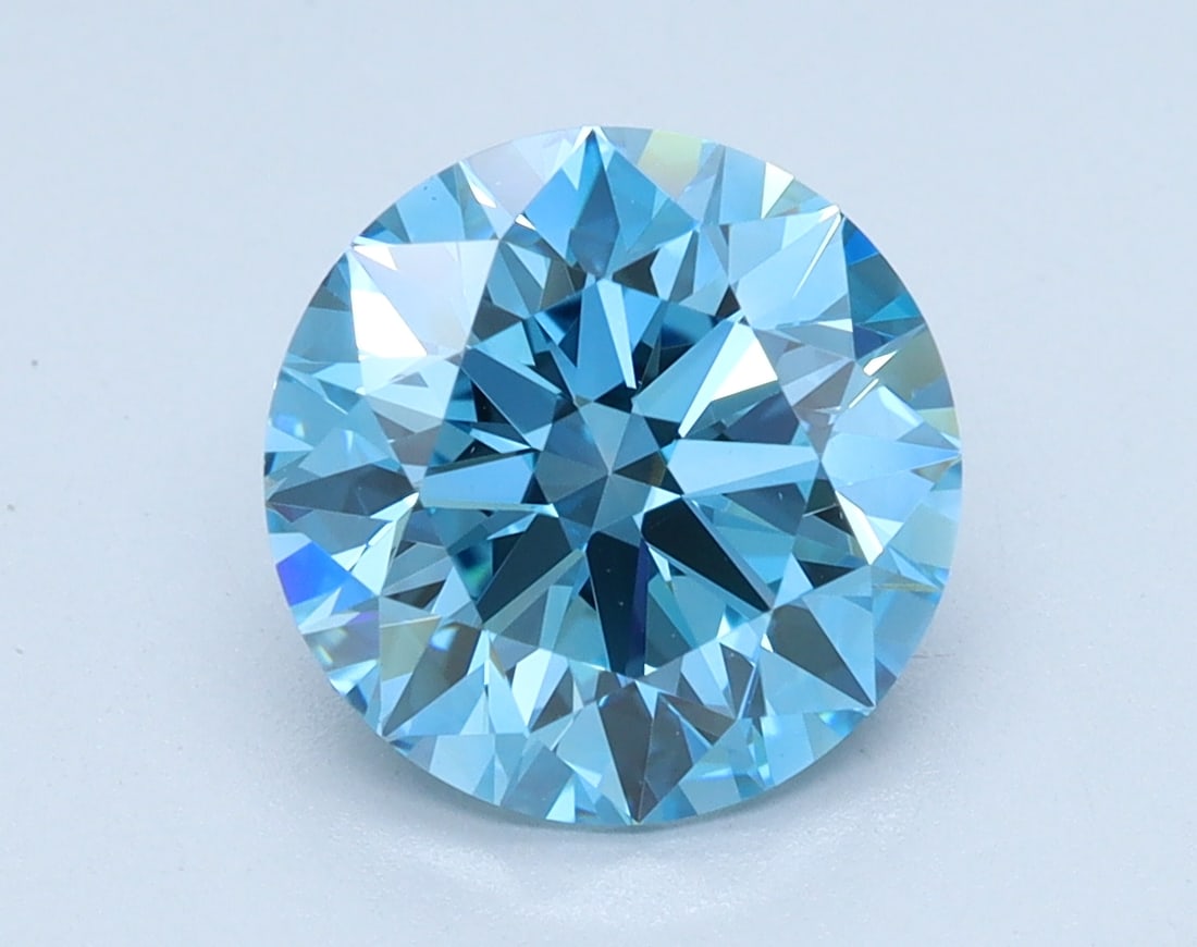 Loose Diamond - Round 2.04ct BLUE VS1: Loose Diamond - Round 2.04ct BLUE VS1 Source: This is a real non-mined Diamond that has been grown in a lab Shape: Round Carats: 2.04 Color: BLUE Clarity: VS1 Certification: IGI Condition: Pre-Owned A