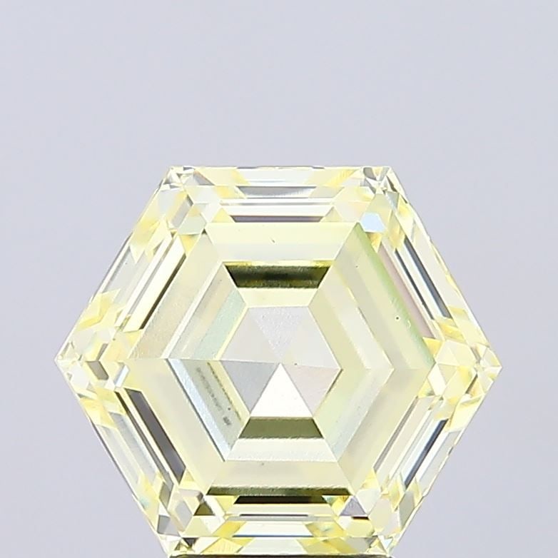 Loose Diamond - HEXAGONAL 5.1ct Fancy Intense Yellow VS1: Loose Diamond - HEXAGONAL 5.1ct Fancy Intense Yellow VS1 Source: This is a real non-mined Diamond that has been grown in a lab Shape: HEXAGONAL Carats: 5.1 Color: Fancy Intense Yellow Certification: I