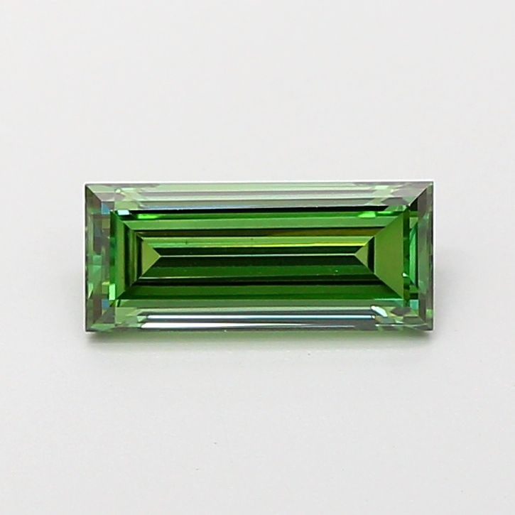 Loose Diamond - BAGUETTE 0.98ct Fancy Vivid Green VS1: Loose Diamond - BAGUETTE 0.98ct Fancy Vivid Green VS1 Source: This is a real non-mined Diamond that has been grown in a lab Shape: BAGUETTE Carats: 0.98 Color: Fancy Vivid Green Certification: IGI Vid