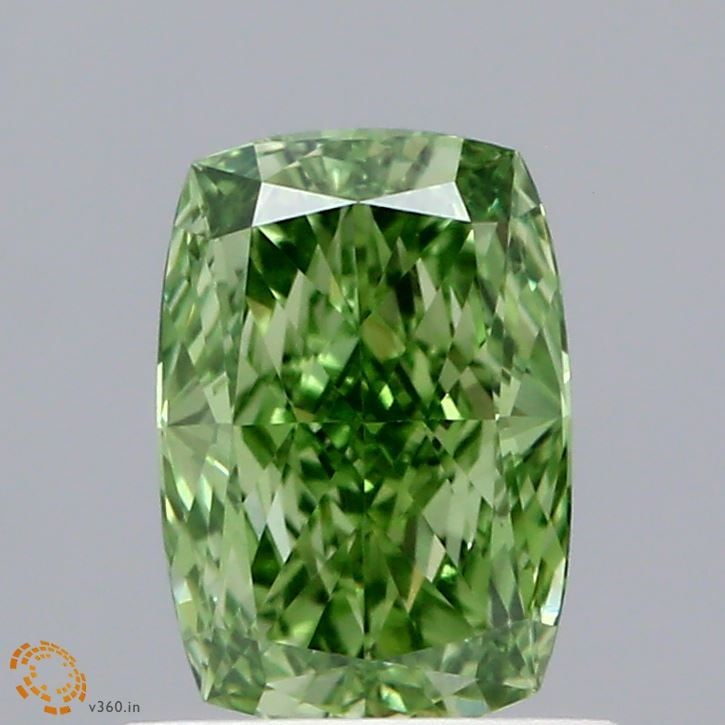 Loose Diamond - CUSHION BRILLIANT 0.8ct Fancy Vivid Green VVS2: Loose Diamond - CUSHION BRILLIANT 0.8ct Fancy Vivid Green VVS2 Source: This is a real non-mined Diamond that has been grown in a lab Shape: CUSHION BRILLIANT Carats: 0.8 Color: Fancy Vivid Green Certi