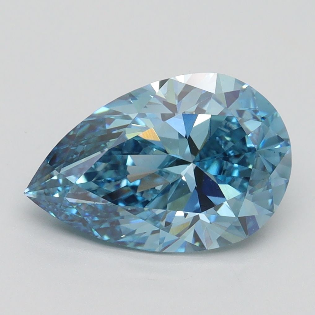 Loose Diamond - PEAR 2.49ct Fancy Vivid Blue VS2: Loose Diamond - PEAR 2.49ct Fancy Vivid Blue VS2 Source: This is a real non-mined Diamond that has been grown in a lab Shape: PEAR Carats: 2.49 Color: Fancy Vivid Blue Certification: IGI Video: