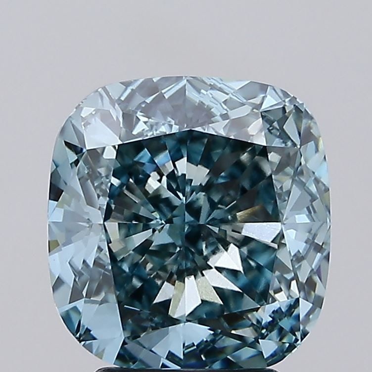 Loose Diamond - CUSHION MODIFIED 4.01ct Fancy Vivid Greenish Blue VS1: Loose Diamond - CUSHION MODIFIED 4.01ct Fancy Vivid Greenish Blue VS1 Source: This is a real non-mined Diamond that has been grown in a lab Shape: CUSHION MODIFIED Carats: 4.01 Color: Fancy Vivid Gree