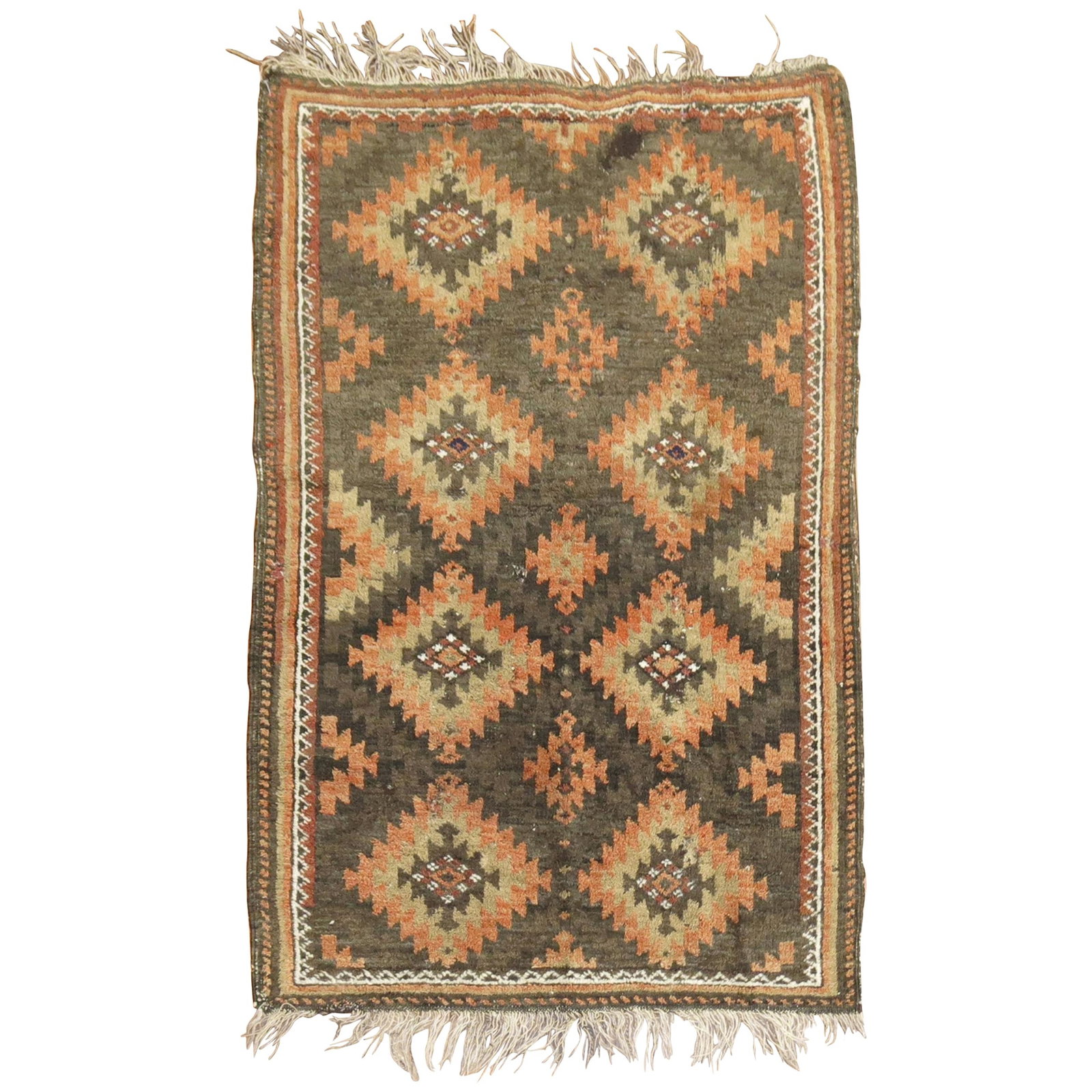 Early 20th Century Tribal Balouch Rug Brown Orange Wool Hand-Woven 30 x 46 in: Early 20th Century Tribal Balouch Rug Brown Orange Wool Hand-Woven 30 x 46 in Discover the exquisite craftsmanship of this Tribal Balouch Rug, a stunning piece from the early 20th century. Showcasing 