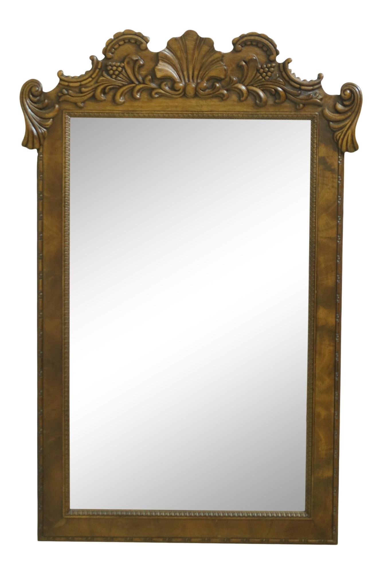 Timeless Chippendale Style Mahogany Mirror 35 x 53 Shell Carved Frame: Timeless Chippendale Style Mahogany Mirror 35 x 53 Shell Carved Frame This exquisite Large Chippendale Style Mahogany Mirror features quality construction with a beautifully shell carved top, showcasi