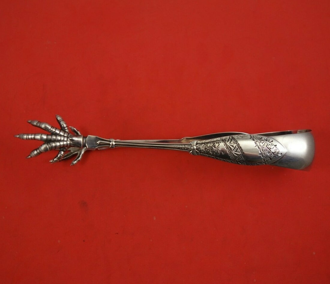 Whiting Sterling Silver Italian Ice Tongs Engraved 6 3/4" Claw Design (1 of 3)