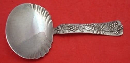 Tiffany & Co Vine Sterling Silver Bon Bon Spoon 5 1/8 with Raspberries: Tiffany & Co Vine Sterling Silver Bon Bon Spoon 5 1/8 with Raspberries This exquisite Bon Bon Spoon from Tiffany & Co. features the elegant Vine pattern, showcasing delightful raspberry motifs. Crafte