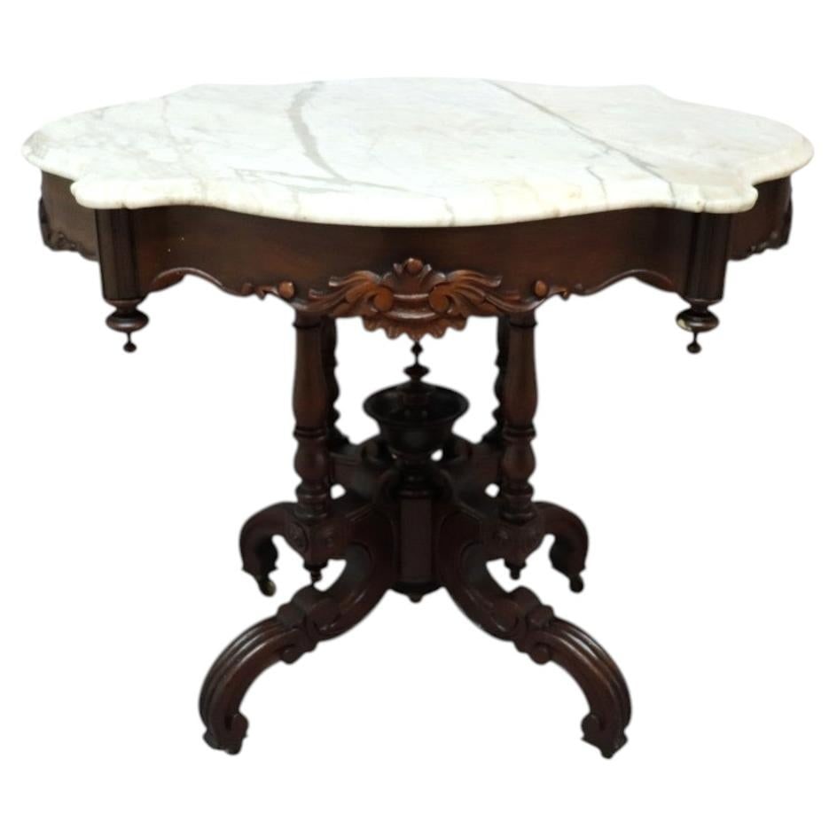 Late 19th Century Walnut Marble Turtle Top Table (1 of 14)