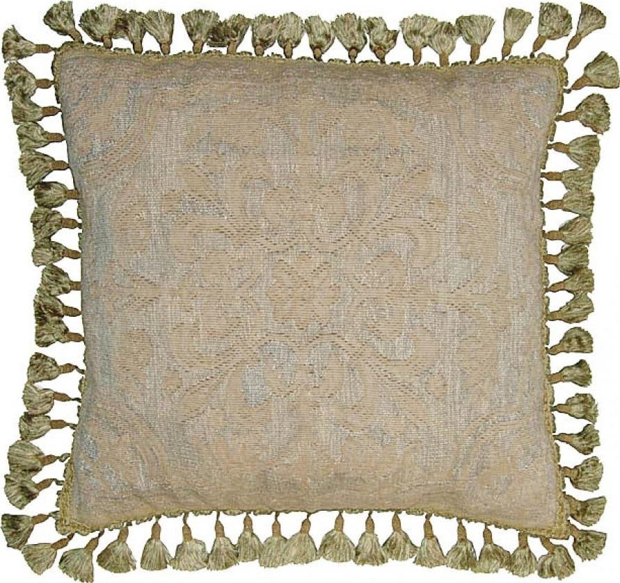 Luxury Aubusson Velvet Throw Pillow in Brown Olive Green (1 of 1)