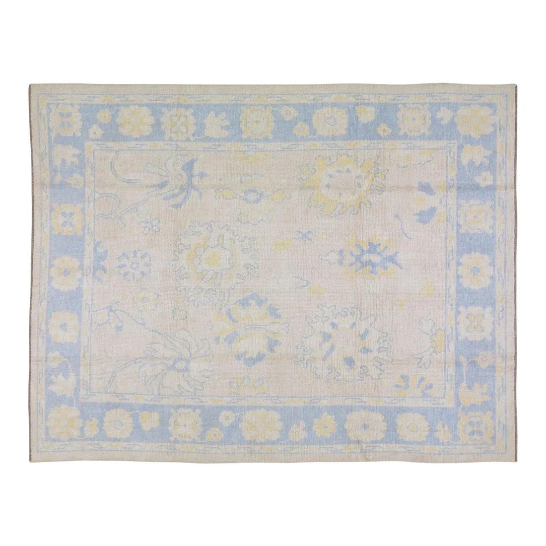 Handwoven Oushak Wool Rug White 8'1 x 10'7 Turkish Carpet (1 of 6)