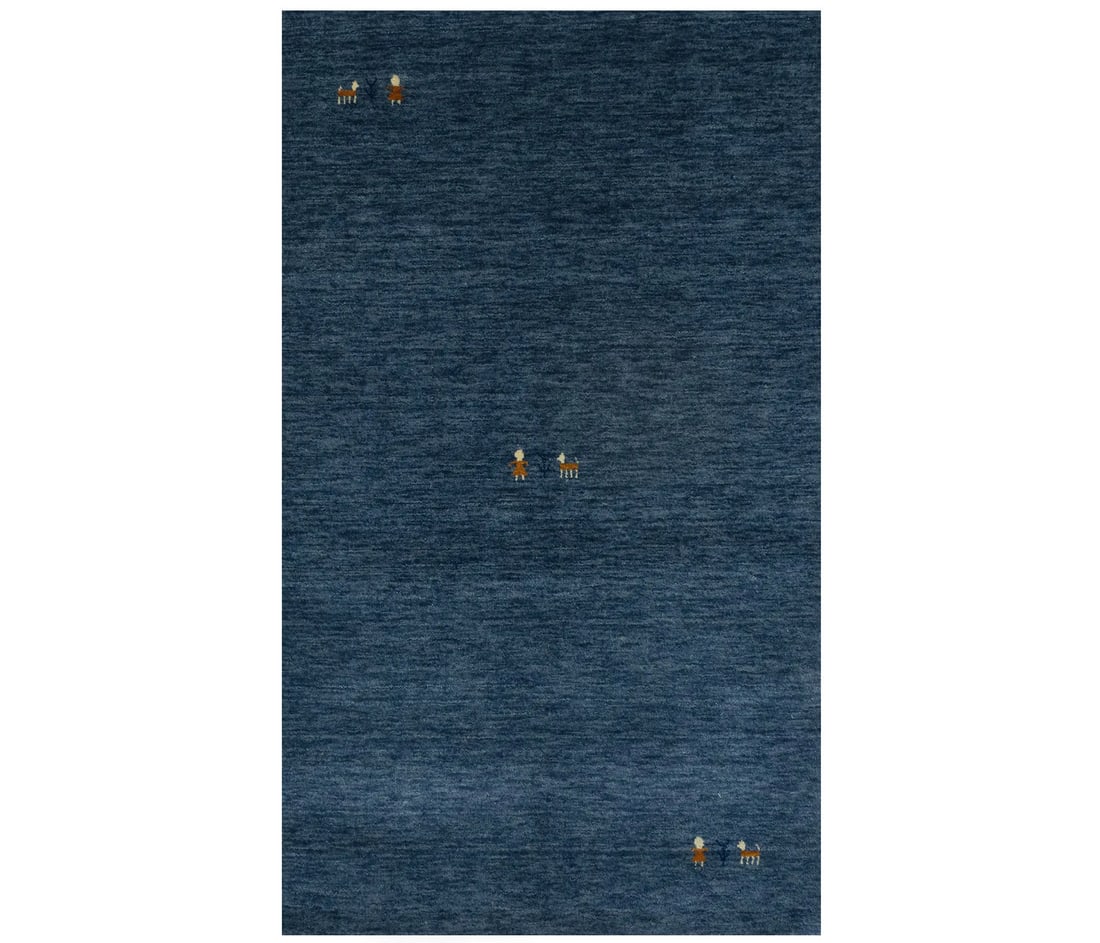 Handmade Steel Blue Gabbeh Modern 3x5 ft Area Rug for Kids Room (1 of 13)
