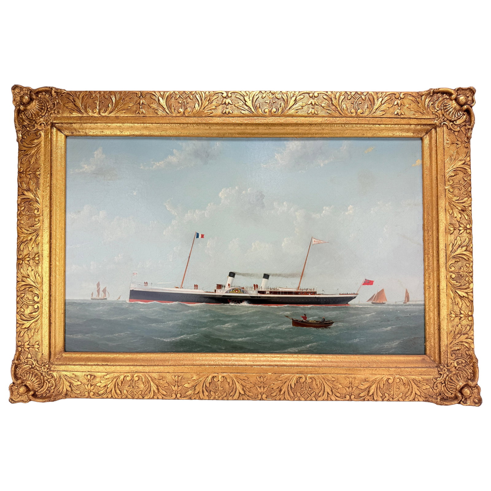 George Mears 1888 Portrait of Steamship Rouen Oil on Canvas (1 of 16)