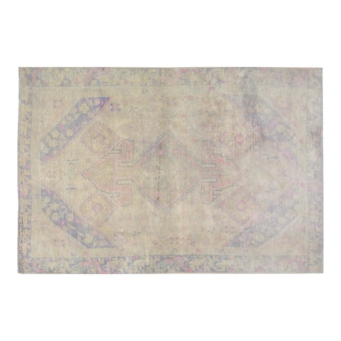 Turkish Anatolian Wool Hand-Knotted Rug in Tan 4'x6'1": Turkish Anatolian Wool Hand-Knotted Rug in Tan 4'x6'1" This vintage Turkish Anatolian rug is hand-knotted from wool using traditional rug-making techniques. It features a timeless design that combines