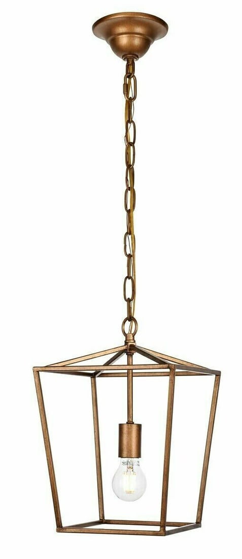 Maddox Vintage Gold 1-Light Farmhouse Pendant Chandelier: Maddox Vintage Gold 1-Light Farmhouse Pendant Chandelier This vintage-style chandelier features a gold-colored metal frame with a rustic farmhouse design, ideal for dining rooms, kitchens, bedrooms, f