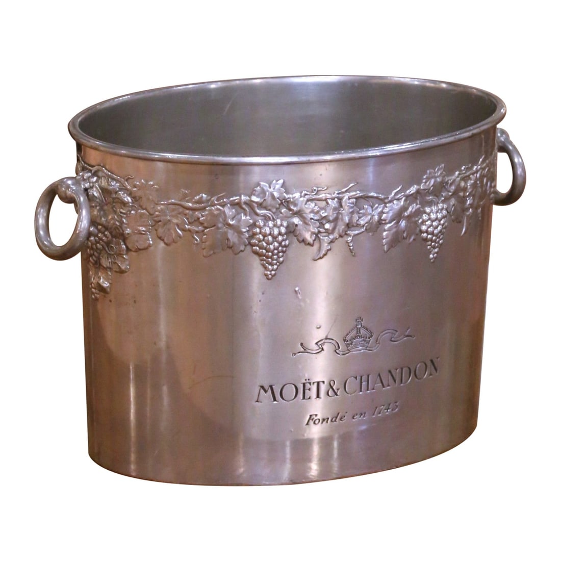 French Pewter Champagne Cooler for Two Bottles with Moet & Chandon Engraving (1 of 12)
