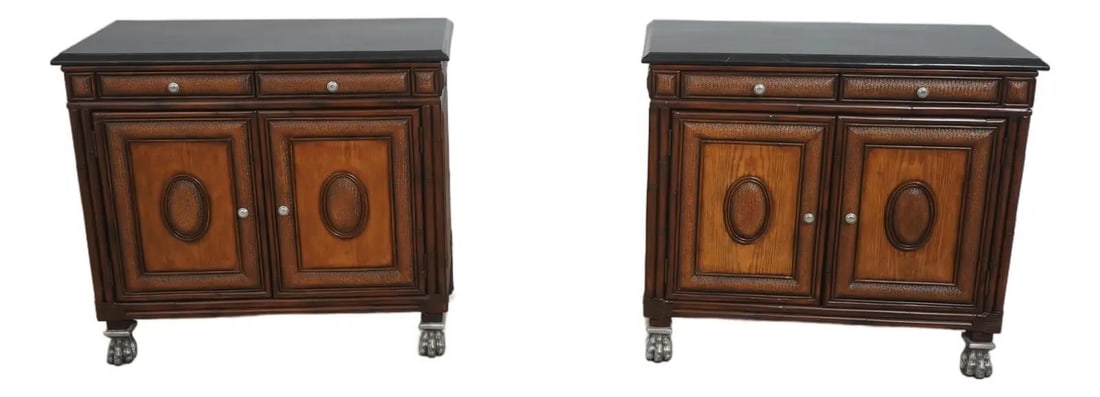 Set of Two Ernest Hemingway Kilimanjaro Rattan and Stone Storage Cabinets (1 of 10)
